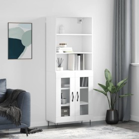 Hohes weißes Sperrholz-Sideboard 69,5 x 34 x 180 cm von vidaXL, Sideboards - Ref: Foro24-3189309, Preis: 146,39 €, Rabatt: %