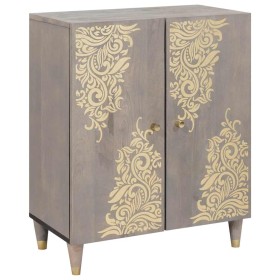 Vitrina Gris y dorado 60 x 33.5 x 75 cm Madera maciza de Mango