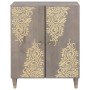 Vitrina Gris y dorado 60 x 33.5 x 75 cm Madera maciza de Mango