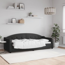 Sofá cama tela negro 80x200 cm