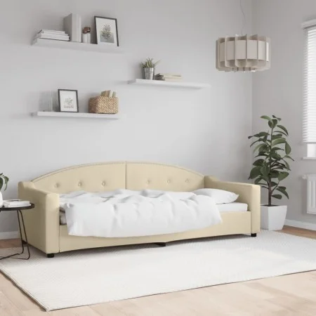 Cream fabric sofa bed 80x200 cm by vidaXL, Beds and slatted bases - Ref: Foro24-354182, Price: 185,24 €, Discount: %