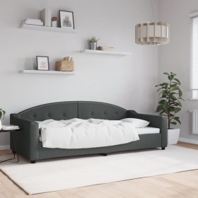 Sofá cama tela gris oscuro 90x200 cm