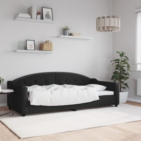 Sofá cama tela negro 90x200 cm
