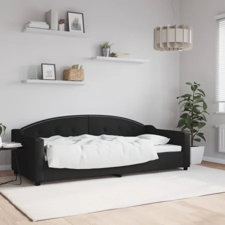 Black fabric sofa bed 90x200 cm by vidaXL, Beds and slatted bases - Ref: Foro24-354185, Price: 189,89 €, Discount: %