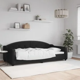 Black fabric sofa bed 100x200 cm by vidaXL, Beds and slatted bases - Ref: Foro24-354190, Price: 196,46 €, Discount: %