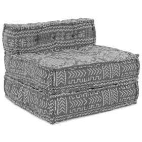 Pouffe Geométrico Manual Gris claro 70 x 70 x 54 cm tela Pouffe Geométrico Manual Gris claro 70 x 70 x 54 cm tela