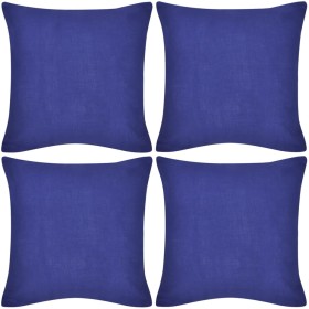 4 fundas para cojines azul de algodón 80x80 cm