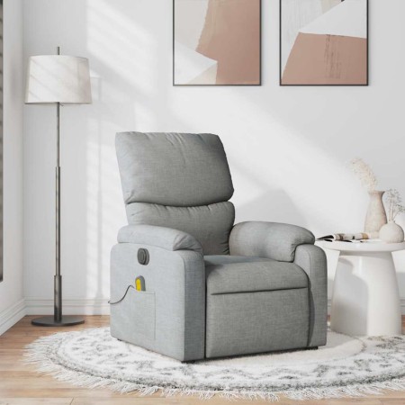 Sillón reclinable de masaje de tela gris claro