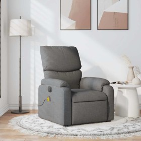 Sillón de masaje reclinable de tela gris oscuro
