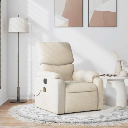 Sillón de masaje reclinable de tela crema