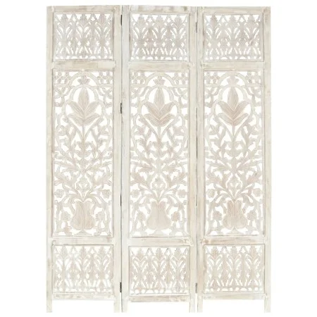 Screen 3 panels hand carved white mango wood 120x165 cm by vidaXL, Room dividers - Ref: Foro24-285330, Price: 173,73 €, Disco...