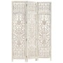 Screen 3 panels hand carved white mango wood 120x165 cm by vidaXL, Room dividers - Ref: Foro24-285330, Price: 180,99 €, Disco...