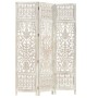 Screen 3 panels hand carved white mango wood 120x165 cm by vidaXL, Room dividers - Ref: Foro24-285330, Price: 180,99 €, Disco...