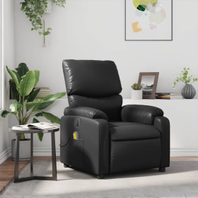 Sillón de masaje reclinable cuero sintético negro