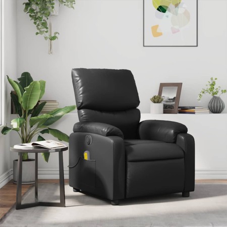 Sillón de masaje reclinable cuero sintético negro