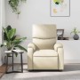Sillón reclinable de masaje cuero sintético crema