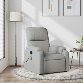 Sillón reclinable de masaje tela de microfibra gris claro