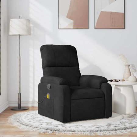 Sillón reclinable de masaje tela de microfibra negro