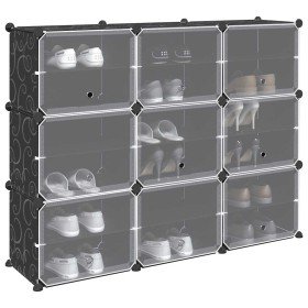Estantería de cubos con 9 compartimentos y puertas PP negro Estantería de cubos con 9 compartimentos y puertas PP negro