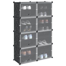 Estantería de cubos con 8 compartimentos y puertas PP negro Estantería de cubos con 8 compartimentos y puertas PP negro