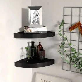 Corner floating shelf 2 pcs MDF black 25x25x3.8 cm by vidaXL, Shelves and shelves - Ref: Foro24-323899, Price: 27,67 €, Disco...