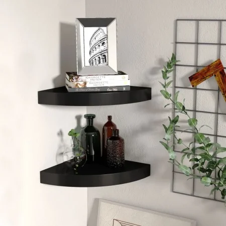 Corner floating shelf 2 pcs MDF black 25x25x3.8 cm by vidaXL, Shelves and shelves - Ref: Foro24-323899, Price: 27,67 €, Disco...