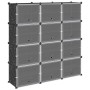 Estantería de cubos con 12 compartimentos y puertas PP negro