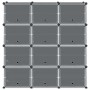 Estantería de cubos con 12 compartimentos y puertas PP negro