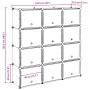 Estantería de cubos con 12 compartimentos y puertas PP negro