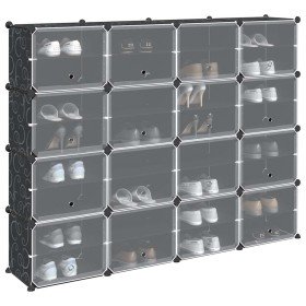 Estantería de cubos con 16 compartimentos y puertas PP negro Estantería de cubos con 16 compartimentos y puertas PP negro