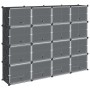 Estantería de cubos con 16 compartimentos y puertas PP negro