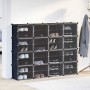 Estantería de cubos con 16 compartimentos y puertas PP negro
