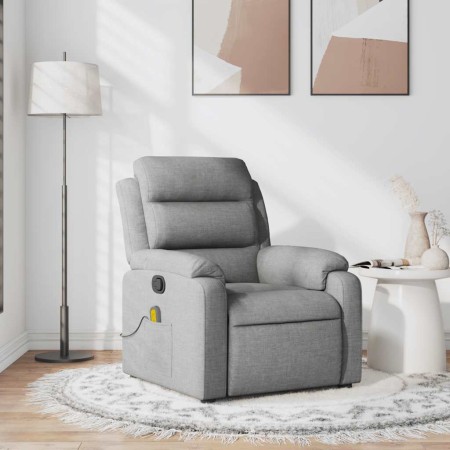 Sillón reclinable de masaje de tela gris claro