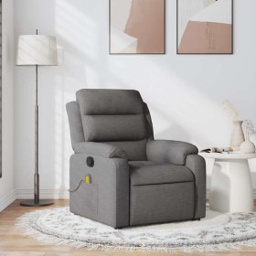 Sillón de masaje reclinable de tela gris oscuro
