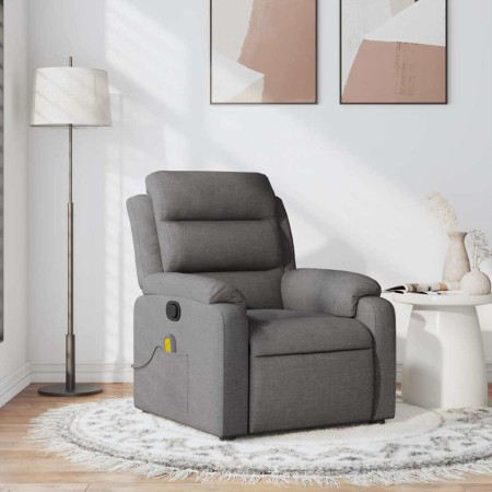 Sillón de masaje reclinable de tela gris oscuro