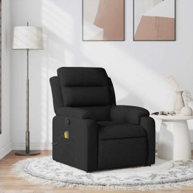 Sillón reclinable de masaje de tela negro