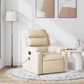 Sillón de masaje reclinable de tela crema