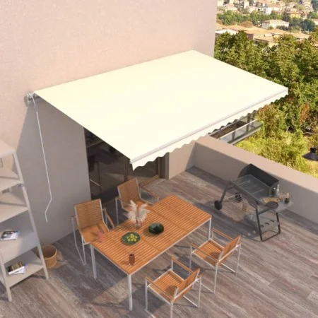 Cream automatic retractable awning 500x300 cm by vidaXL, Awnings - Ref: Foro24-3068947, Price: 493,53 €, Discount: %