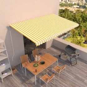 Yellow and white automatic retractable awning 500x300 cm by vidaXL, Awnings - Ref: Foro24-3068948, Price: 467,82 €, Discount: %