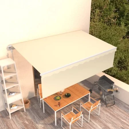 Manual retractable awning with cream blinds 5x3 m by vidaXL, Awnings - Ref: Foro24-3069347, Price: 531,88 €, Discount: %