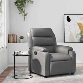 Sillón reclinable de cuero sintético gris