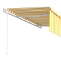 Retractable automatic awning with yellow and white blinds 5x3 m by vidaXL, Awnings - Ref: Foro24-3069348, Price: 540,62 €, Di...