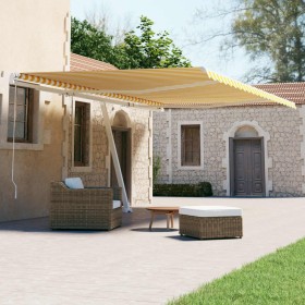 Yellow and white automatic standing awning 500x300 cm by vidaXL, Awnings - Ref: Foro24-3069588, Price: 607,88 €, Discount: %