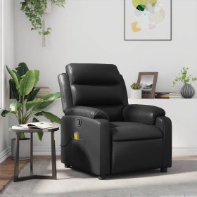 Sillón de masaje reclinable cuero sintético negro