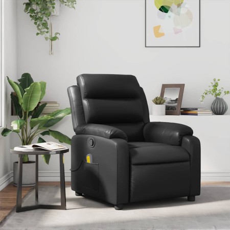 Sillón de masaje reclinable cuero sintético negro