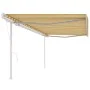Toldo retráctil automático con postes amarillo y blanco 5x3 m de vidaXL, Toldos - Ref: Foro24-3069988, Precio: 566,61 €, Desc...