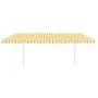 Automatic retractable awning with yellow and white poles 5x3 m by vidaXL, Awnings - Ref: Foro24-3069988, Price: 566,62 €, Dis...