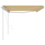 Automatic retractable awning with yellow and white poles 5x3 m by vidaXL, Awnings - Ref: Foro24-3069988, Price: 587,50 €, Dis...