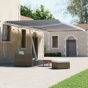 Toldo de pie automático azul y blanco 500x300 cm by vidaXL, Awnings - Ref: Foro24-3069586, Price: 590,99 €, Discount: %
