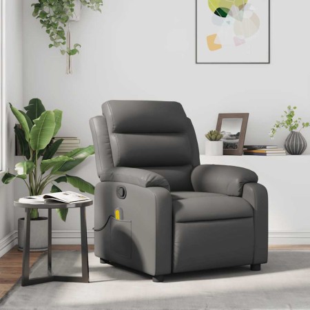 Sillón de masaje reclinable cuero sintético gris
